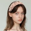 Yovic Pearl Beaded Headbands Pink Wide Hairbands Pearls Bead Headband Dainty Headpiece Hair Accessories for Women 1PCS (Pink)