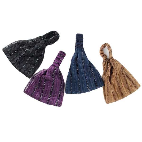 Leadigol Wide Hair Band Elegant Head Wrap Hair Accessories Korean Headwear Sequin Shiny Cloth Elastic Hair Band Wash Face Headband Mesh Hairbands
