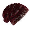 Bohend Vintage Rhinestone Turban Sleep Headwrap Wide Sparkly Sleep Turban Headband Crystal Muslim Hat Headwear Beanie Pre-Tied Bonnet Velvet Hat Cap Hair Wrap For Women and Girls (Wine red)