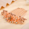 Missgrace Boho Luxury Glitter Sparkly Flower Blue Pink Crystal Rhinestones Hair Side Combs Hairpins Barrettes Bride Hair Clips Accessories for Women Girls (Champagne)