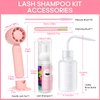 Buqikma Lash Cleaning Kit-Eyelash Extension Cleanser for Extensions 60ML Lash Shampoo with Rechargeable Handheld Lash Fan Dryer Mascara Brush Rinse Bottle Makeup Cleansing Foam for Lash Care