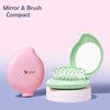 Arthaxi Hair Brush with Mirror, Compact Mirror and Mini Hair Brush Set, Folding Hairbrush for Women, Gifts for Women, Green