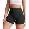 YEOREO Women High Waist Workout Yoga Gym Smile Contour Seamless Cycling Shorts Black M