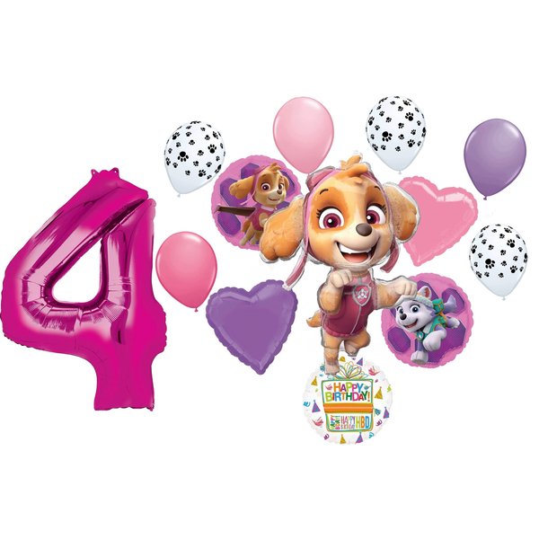 Anagram Paw Girl Pups on Patrol Skye 4th Birthday Party Supplies Balloon Bouquet Decorations