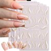 5 Sheets French Nail Art Stickers Decal Stripe Line Wave Nail Decals Gold White Glitter French Line Combination Nail Design Decorations 3D Self-Adhesive Nail Art Supplies for Women DIY Nail Design