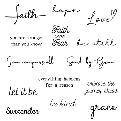 One Grace Soul Collection - Inspirational and Motivational Words Small Temporary Tattoos - Realistic Long Lasting Waterproof Black Mini Tattoos for Women and Men