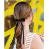 Silky Satin Big Bow Hair Barrette for Women Girls Ribbon Big Hair Bow Clips Bowknot Hair Clips with Long Tail Hair Barrettes with Bow (Pink*2/Beige*2/Black*2(Long tail))