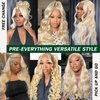 LEOSA 613 HD Lace Frontal Wig Blonde Body Wave 13x4 Lace Front Wigs for Black Women Long Yellow Blonde Pre Plucked Glueless Wigs Synthetic Golden Womens Lace Long Haired Wig
