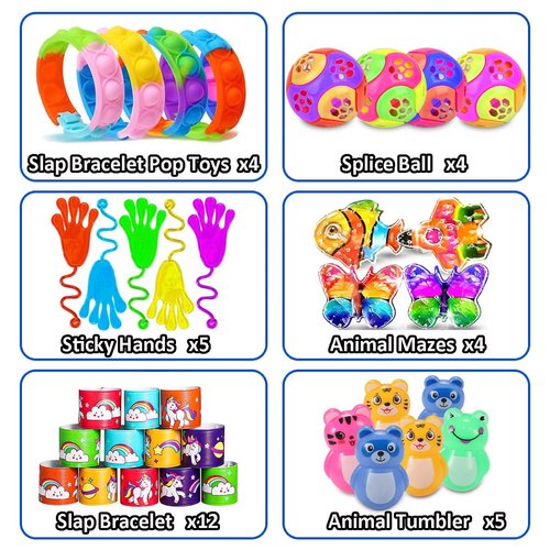 100 Pcs Party Favors for Kids, Return Presents for Birthday, Goodie Bags Treasure Box Mini Fidget Toys for Classroom Rewards, Small Presents Bulk