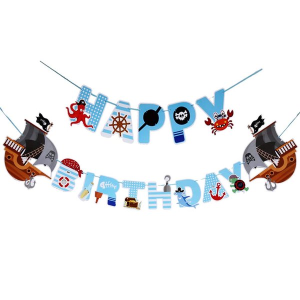 Pirate Birthday Banner Pirate Party Decorations for Kids Pirate Theme Party Supplies Birthday Party Baby Shower Pirate Happy Birthday Banner for Boys Children 1st 2nd 3rd 4th Birthday Supplies