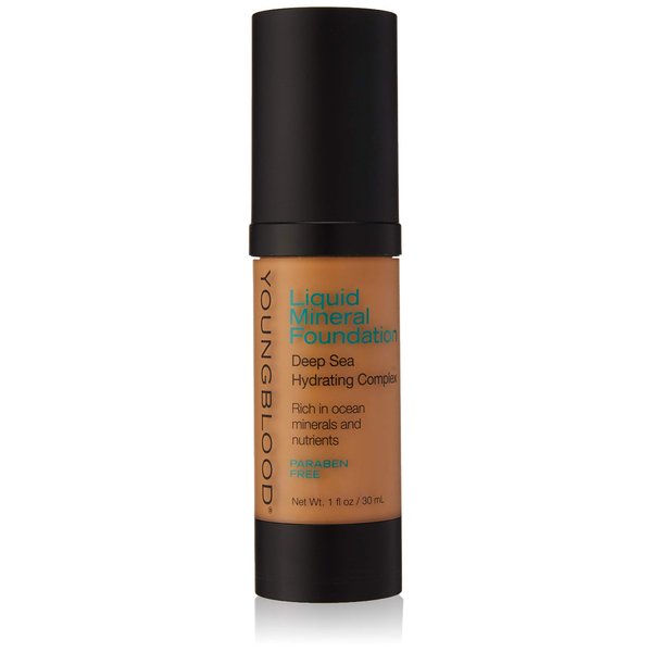 Youngblood Clean Luxury Cosmetics Liquid Mineral Foundation, Tahitian Sun | Dewy Mineral Lightweight Full Coverage Makeup for Dry Skin Poreless Flawless Tinted Glow | Vegan, Cruelty Free, Gluten-Free