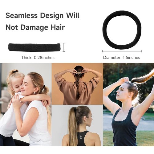 Hair Ties for Girls Elastic Hair Tie 300 PCS Black Soft for Medium Hair Hair Accessories for Women Perfect for Long Lasting Braids Ponytails and More Pain Free Hair Ponytail Holders Hair Elastic Band