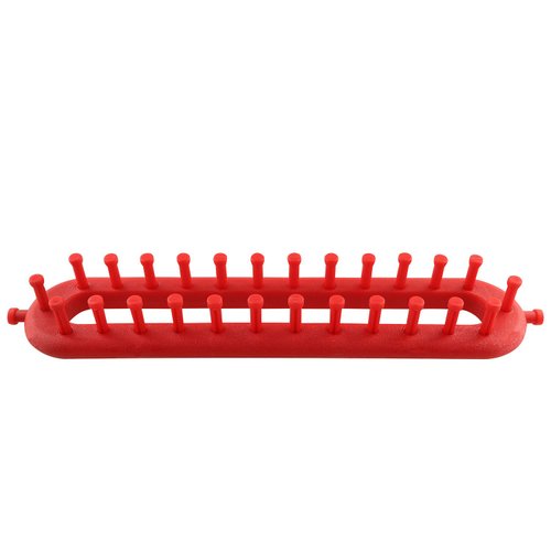 JCBIZ Rectangle Knitting Looms Plastic Weaving Looms Set Scarf Hats DIY Crocheting Handmade Craft Kit with a Crochet Hook and Needle for Knitting Lovers, 26 cm (Red)