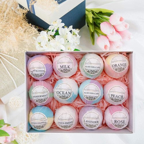 TBACW Salt Bath Bombs Ball Gift Set 12pcs 2.5oz Each with Essential Oils,Suit for SPA,Bath Bubble Best Gift for Wife,Girlfriend Mother Kids