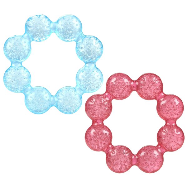 Nuby IcyBite Soother Ring Teether, 2 Count (Blue/Pink)