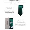 DiBanGu Mens Solid Emerald Green Tie and Pocket Square Cufflink Set Silk Formal Plain Green Necktie Wedding