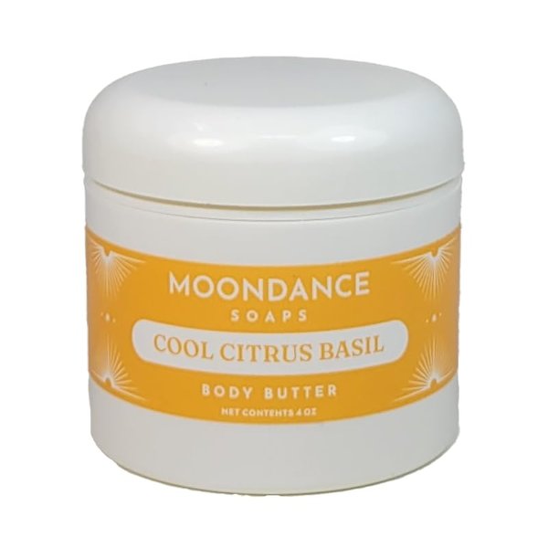 MOONDANCE SOAPS Shea Butter Cool Citrus Basil Body Butter Handmade Moisturizers with Beeswax and Cocoa Butter