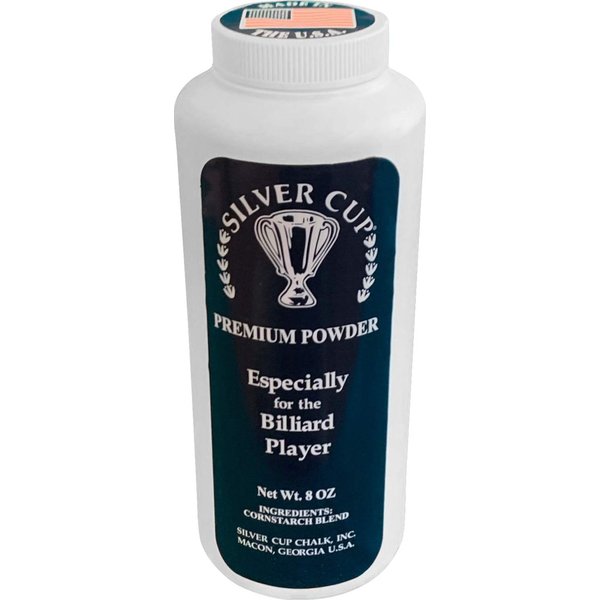 Silver Cup Billiard/Pool Premium Powder Hand Chalk, 8 Ounce Shaker Bottle, White