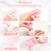 heemeei Nail Dust Brush for Acrylic Nails, Nail Art Dust Powder Remover Brush with Sequins and Liquid Dandle, Soft Kabuki Nail Art Dust Clean Pink White Hair for Makeup Manicure