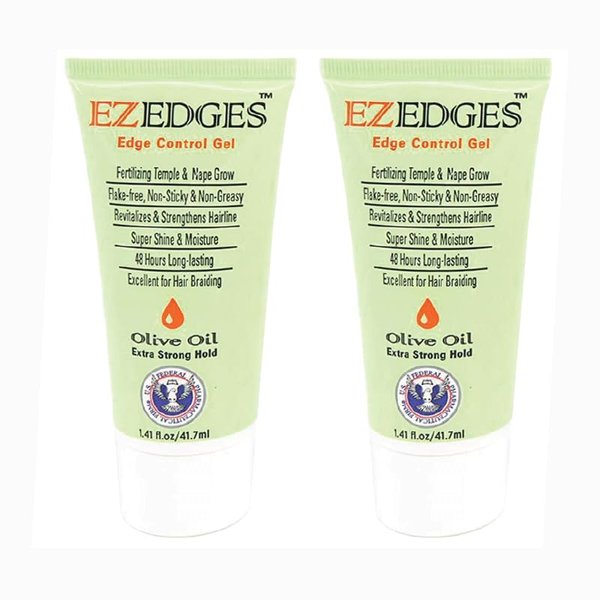 EZEDGES EDGE CONTROL GEL Extra Strong Hold (Olive Oil), 1.41 oz. (Pack of 2)