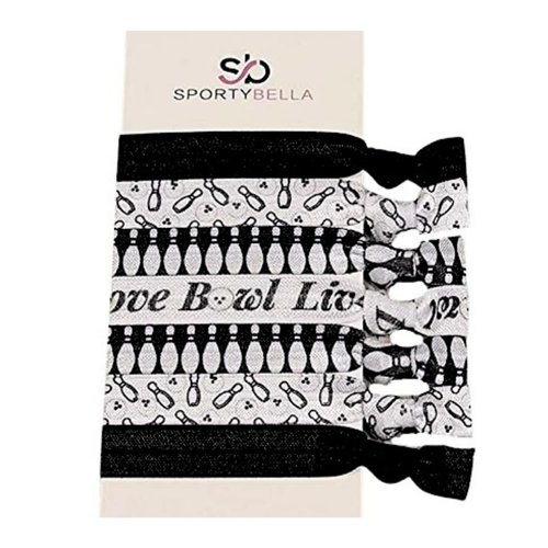 Bowling Hair Accessories, Girls Bowling Hair Ties, No Crease Bowling Ball and Pins Hair Elastics Set for Female Bowlers