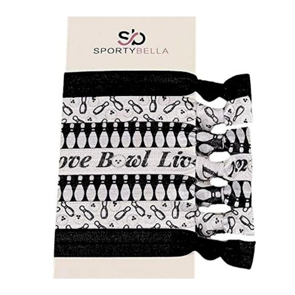 Bowling Hair Accessories, Girls Bowling Hair Ties, No Crease Bowling Ball and Pins Hair Elastics Set for Female Bowlers