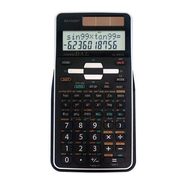 Sharp EL-506TSBBW 12-Digit Engineering/Scientific Calculator with Protective Hard Cover, Battery and Solar Hybrid Powered LCD Display, Great for Students and Professionals, Black