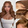 16 Inch Bob Wig Human Hair 13x4 Body Wave Lace Front Wigs for Black Women Transparent HD Lace Frontal Wigs Short Chocolate Brown Bob Wig Human Hair Pre Plucked 180% Density