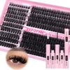 Eefofnn Lash Clusters Kit Fluffy Lash Extension Kit 300 pcs Eyelash Clusters Thick 60D+80D+100D Cluster Eyelash Extensions with Bond and Seal Glue Mixed Styles D Curl Individual Lashes Kit