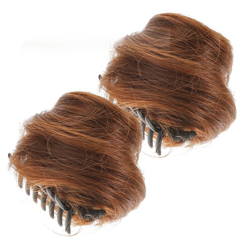 PACKOVE Hair Ponytail 2pcs Fake Cat Ear Meatball Head Hair Jewels for Women Hair Nets for Buns Hair Donuts for Buns Ladies Wigs Bun Hairpiece Headbands Curls Fluffy Silk Miss Hairpin