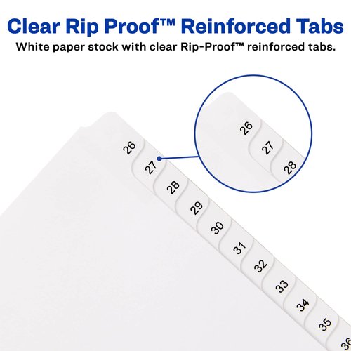 Avery 26-50 Legal Exhibit Dividers for 3 Ring Binders, 25-Tab Sets, Allstate Style, 5 Binder Divider Sets (21702)