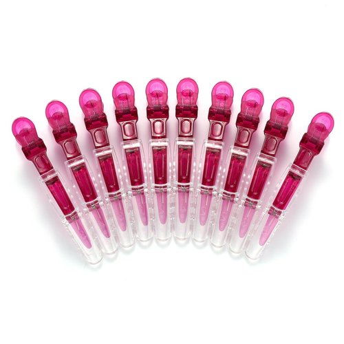 10pcs/set Croc Clips Transparent Plastic Hairdresser Clips Hair Styling Sectioning Barrettes Non Slip Alligator Clips Salon DIY Accessories for Women and Girls(10pcs-Rose Red)