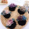 Leadigol Women Hair Bun Cover Net, Barrette Hair Clip Bow, Silk Flower Hair Clip, Barrettes Net Snood Hairnet Lace Bow, Flower Hairgrips Crochet Bun Net