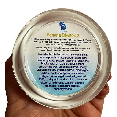 Diva Stuff Banana Divatox 2! Superior Deep Wrinkle Facial Treatment and Night Cream, Plumping and Smoothing, 1 OZ