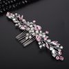 Teyglen Bride Crystal Wedding Hair Comb Pink Rhinestone Bridal Side Comb Wedding Hair Accessories Teardrop Pink Crystal Hair Piece Rhinestone Headpiece for Women Bride Girls (Pink)