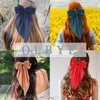 Olbye Hair Bows for Women Silky Satin Hair Ribbon Long Tail Bow Hair Clips Big Coquette Bows Black Hair Bow White Hair Ribbons Bows Hair Accessories for Women and Girls 4Pcs (Hair Bows D)