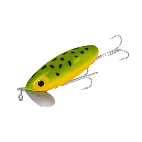 Arbogast Jitterbug Topwater Bass Fishing Lure, Excellent for Night Fishing, Frog Yellow Belly, 2 1/2" 3/8 oz