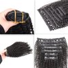 HAPPY&CC Seamless Kinky Curly Clip In Hair Extensions Human Hair Natural Black Ultra Thin Double Weft PU Invisible Clip in Hair Extensions Remy Human Hair Clip in 7pcs 14 Inch