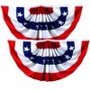 G128 – 2 Pack: USA Pleated Fan Flag, 3x6 Feet American USA Bunting Decoration Flags PRINTED Patriotic Stars & Stripes with Canvas Header and Brass Grommets