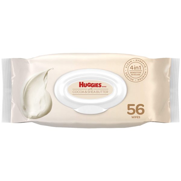 HUGGIES Nourish Care Baby Wipes Sensitive Skincare Scented WaterBased FlipTop Pack, 56 Count