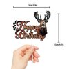 Deer Happy Birthday Cake Topper Brown Glitter Oh Deer Safari Jungle Animal Cake Decorations Wild Animal Theme Birthday Party Supplies for Boys Girls Kids