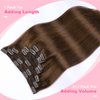 Clip in Hair Extensions Real Human Hair, SURNEL Chocolate Brown Real Human Hair Extensions Clip in Straight Remy Hair Extensions 140g 7pcs 14 Inch Hair(#4-14'')