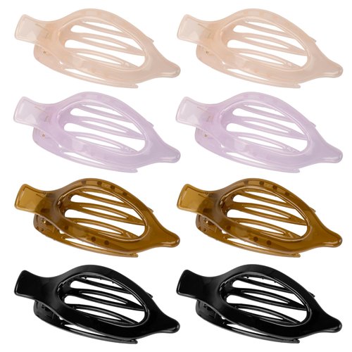 Gift4U Flat Hair Clips for Women, 8 Pack French Concord Claw Clips for Thick Thin Curly Hair, Strong Hold No Slip Grip Hair Claw Clips, Neutral Colors G