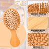 2 PCS Travel Brushes for Hair,Bamboo Brush Mini Hair Brush Anti-Static Bamboo Hair Brush Massage Scalp Detangling Brush Yellow Mini HairBrush Natural Wooden Pocket Travel Small Hair Brush for All Hair