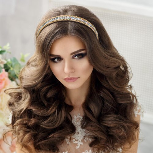 Jaciya Rhinestone Headband Crystal Bling Rainbow Headband for Women Girls Hair Accessories Gold Metal Chain Headband Glitter Sparkle Hairband Women's Fashion Head Band