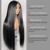 Yaki Straight Lace Front Wigs Human Hair 13x4 Transparent HD Lace Frontal Wig 200% Density Pre Plucked Glueless Wigs Human Hair with Baby Hair for Black Women 30 Inch