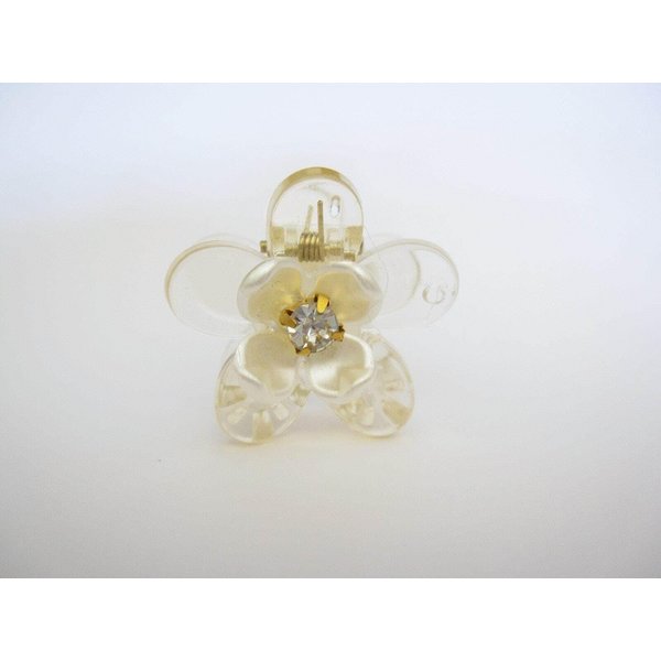 Small clear acrylic crystal flower hair claw clip