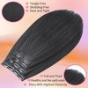 12 Inch Kinky Straight Clip ins Hair Extensions for Black Women Full Head Yaki Straight Seamless Clip ins Synthetic Hair Pieces 4 Pieces with 11 clips