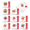 The Best Card Company - 10 Assorted Valentine's Day Note Cards (4 x 5.12 Inch) - Boxed Valentine Cards, Bulk Set with Envelopes - Kitties and Kisses M5657VDG-B1x10