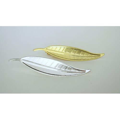 Gold or silver metal leaf alligator hair clip for fine thin hair (Primary color: Gold)